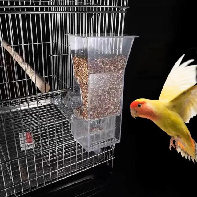 Alimentador Automático de Pássaros em Acrílico Transparente para Periquitos, Canários e Outros Animais de Estimação