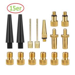 Cobre bicicleta válvula adaptador conjunto, bicicleta pneu bomba adaptador kit, Inflator bomba acessório, SV, AV, DV, 15pcs, novo - Image 1