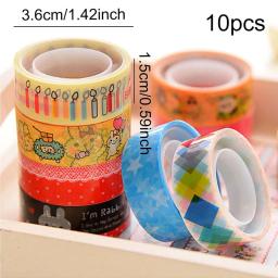 Fita decorativa colorida para crianças, adesivos dos desenhos animados DIY, álbum criativo, diário, material adesivo, tmz, 10 unidades - Image 5