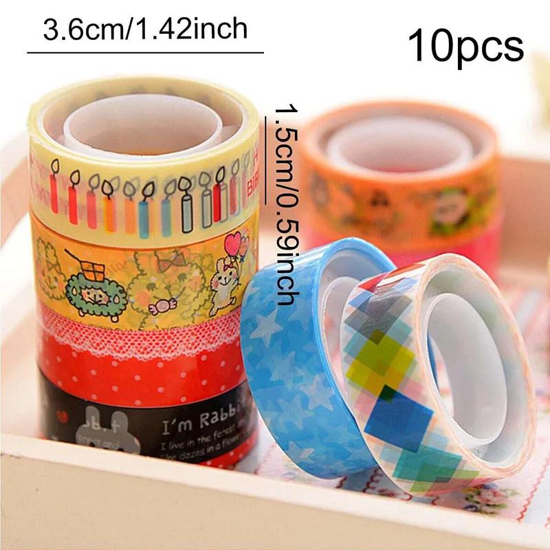 Fita decorativa colorida para crianças, adesivos dos desenhos animados DIY, álbum criativo, diário, material adesivo, tmz, 10 unidades - Image 1