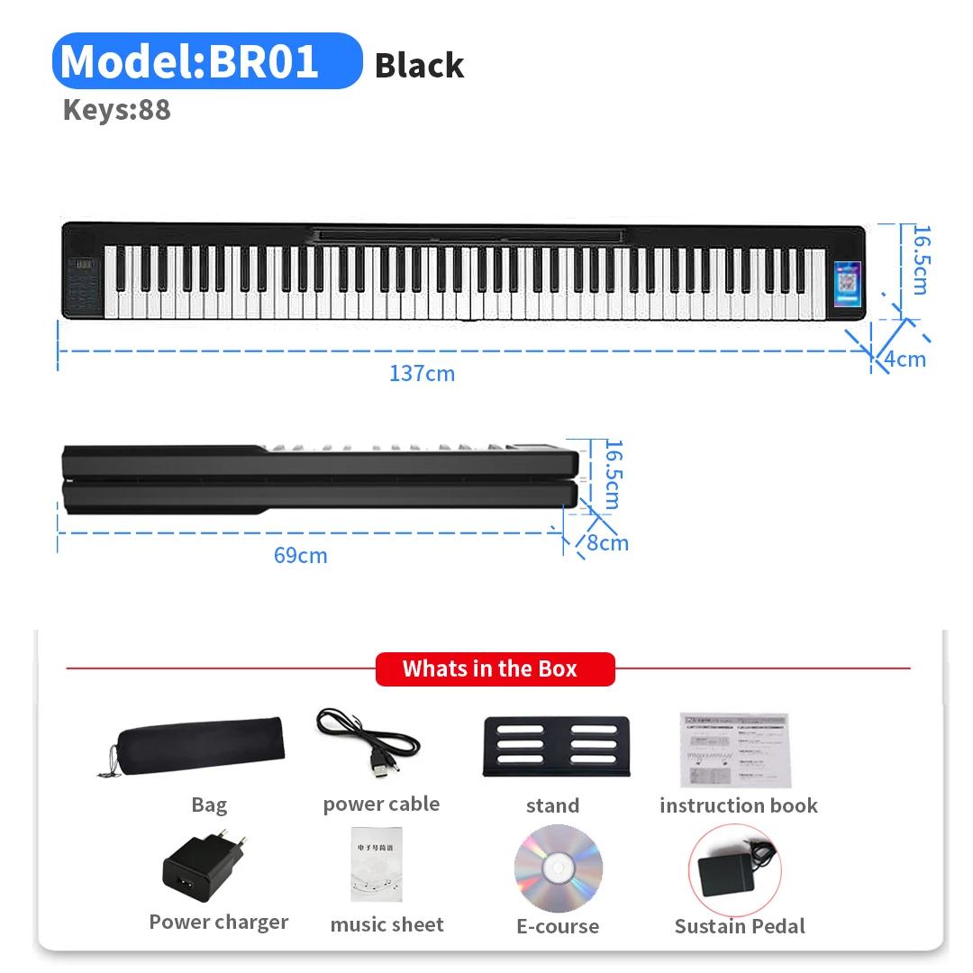 Piano dobrável 88 teclas profissional teclado dobrável música sintetizador digital portátil - Image 1