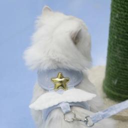 Gato Arnês Colar e Coleira Trela, Pet Itens Acessórios, Kawaii Anjo Wing Vest, Suprimentos personalizados Sphynx - Image 2