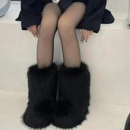 Y2K Botas fofas de cano médio inverno moda feminina botas de neve sapatos de algodão quente - Image 4
