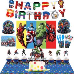 Marvel Superhero Birthday Party Decorações, Os Vingadores Kids Party Supplies, Conjunto de Louça, Balões, Banner, Toalha de Mesa, Pano de fundo - Image 1