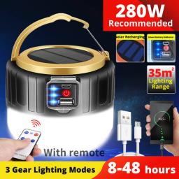 Solar LED Camping Light, Impermeável recarregável Tent Lamp, Lanternas portáteis, Luzes de emergência ao ar livre, Energy Saving Bulb, Mercado - Image 1