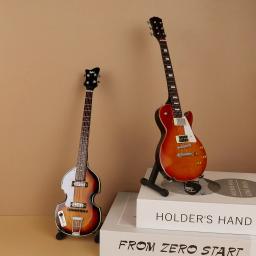 Miniatura guitarra réplica mini baixo elétrico modelo de exibição de madeira mini instrumento musical casa bonecas acessórios coleção decoração - Image 4