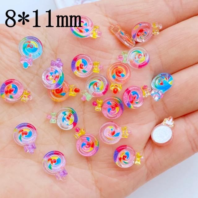 Mini Pirulitos Coloridos de Cristal com Strass para Decoração de Unhas, Artesanato e Scrapbook - Pacote com 50 Peças