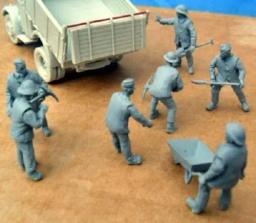 Kit de montagem de resina fundido, pioneiro britânico e carrinho de ferramentas, 7 figuras, sem pintura, 1: 72 - Image 2