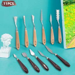 Aço inoxidável pintura facas Set, pintura espátula, paleta faca, cor misturando raspador, lona a óleo pintura acrílica, 11pcs - Image 3