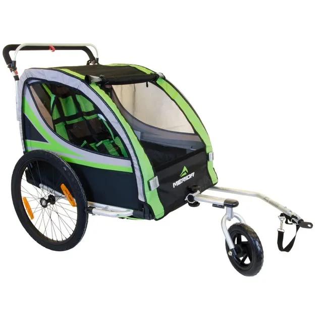 Carrinho Dobrável para Crianças com 2 Assentos, Trailer de Bicicleta para Gêmeos com Rodas Grandes e Capacidade de 20 polegadas