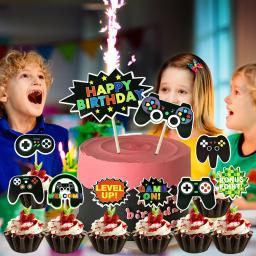 Jogo no cartão temático da decoração do bolo, fundo da festa de aniversário, letras bandeira-levantada, 10-20Pcs, partes do pacote - Image 2