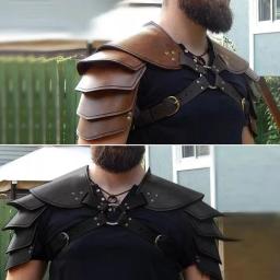 Medieval steampunk viking traje guerreiro cavaleiro couro do plutônio ajustável ombro armaduras para homens feminino larp cosplay acessório - Image 1