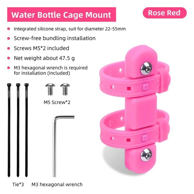 Suporte de Garrafa de Água para Bicicleta em Silicone com Straps para Montagem no Selim e Quadro