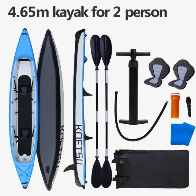 Barco inflável KOETSU para 1 a 2 pessoas com deck de ar e quilha em V para rafting, pesca e esportes aquáticos