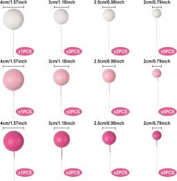 Conjunto de 30 bola-como bolo picaretas, decoração suprimentos para festa de aniversário, casamento, rosa, branco, rosa escuro - Image 2
