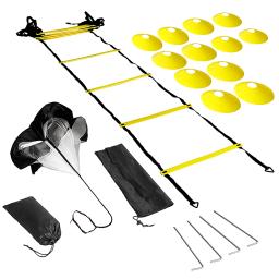 Kit De Treinamento De Agilidade De Velocidade, Escada De Futebol, 12-Rung Com 12 Cones E 4 Stakes, Equipamento De Treinamento De Futebol - Image 1