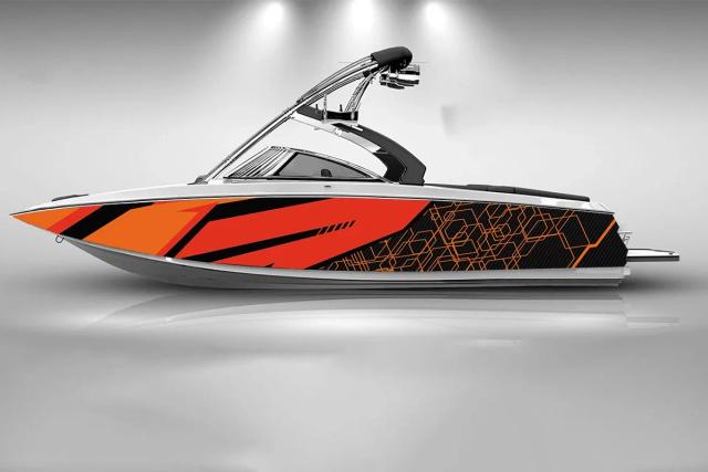 Adesivo Impermeável Personalizado de Barco com Design Irregular de Peixe em Vinil Listrado