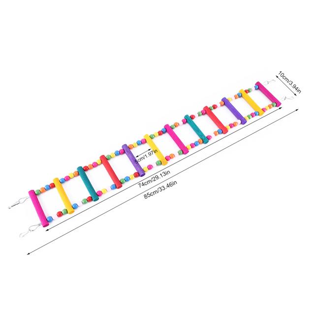 Escada Multicolorida para Brinquedos de Pássaros com 12 Passos e Ponte Colorida para Papagaios e Periquitos