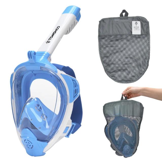Máscara de Snorkel Facial Completa para Adultos com Visão Ampla de 180°, Anti Nevoeiro e Impermeável - Ideal para Natação e Mergulho