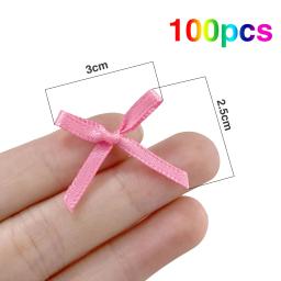 Mini fitas de cetim com arcos de flores, gravatas para artesanato DIY, scrapbooking, acessórios de enfeite, decoração handwork, 3mm, 100pcs - Image 6
