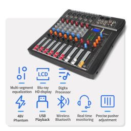Mixer De Áudio Profissional, 6 Canais, Equipamento De Música DJ Para Palco, Gravação De Estúdio Em Casa, KTV, Console De Canto, Mixer Som, DJ - Image 3