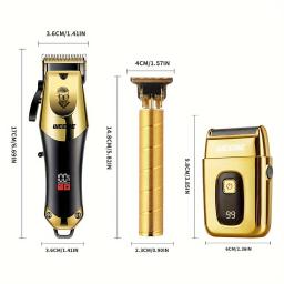 Máquina de cortar cabelo recarregável USB para homens, conjunto de três peças com cabeça de óleo e aparadores elétricos, ideais para uso doméstico - Image 6