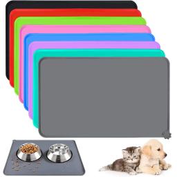 Impermeável antiderrapante Silicone Pet Food Mat, gato e cão alimentação Bowl Floors, Non-Stick Pad, High Lipped - Image 1