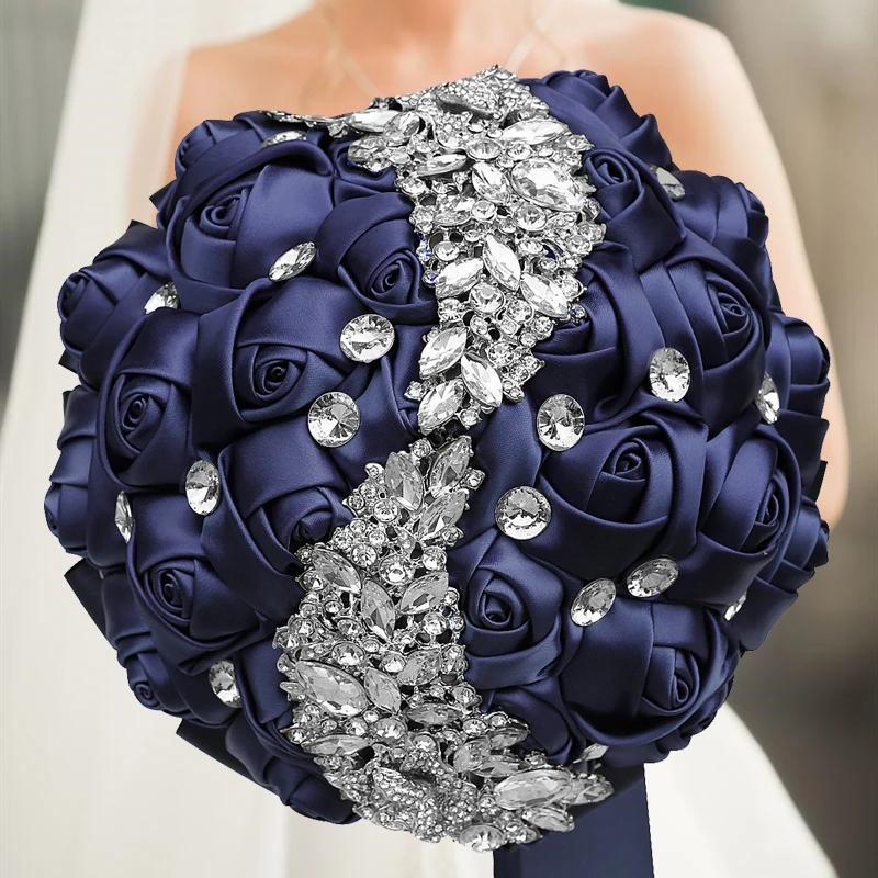 1pc/lote borgonha vermelho bouquet de casamento de noiva artesanal rosa bouquet de noiva de casamento - Image 1