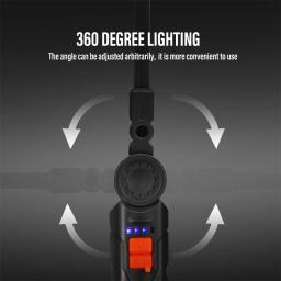 Recarregável Camping Lanterna LED, Luz de trabalho com ímã e gancho, IP64 impermeável, 5 modos de iluminação, Adequado para trabalho noturno - Image 3