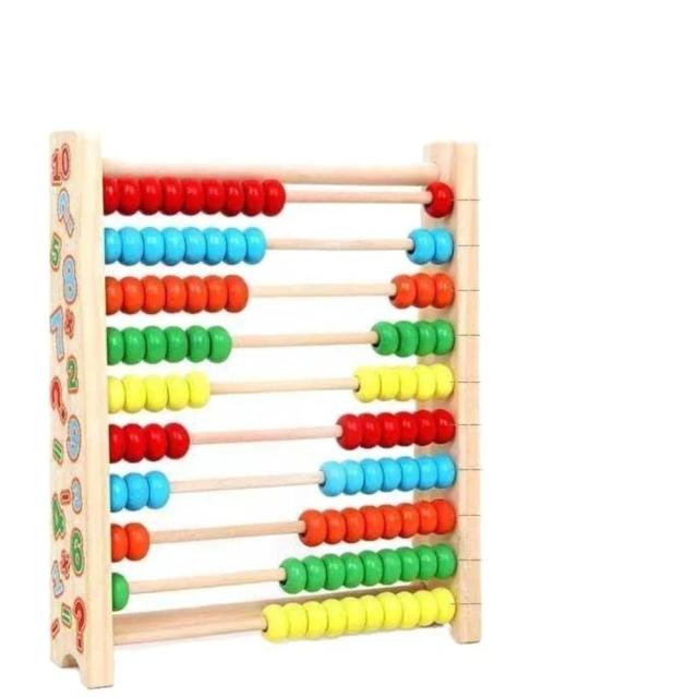 Ábaco de Madeira Montessori Infantil - Ferramenta de Aprendizagem de Matemática com Contas Coloridas