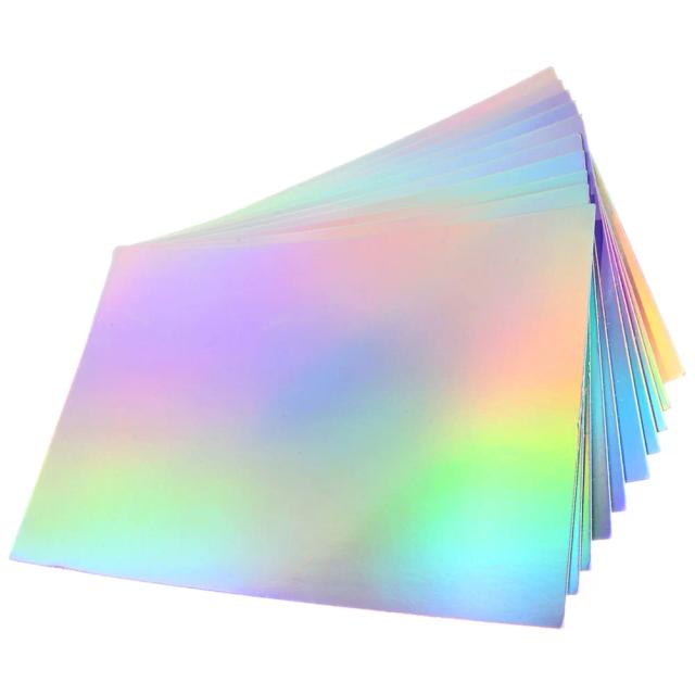 Decalques Holográficos Metálicos em Papelão Arco-íris para Artesanato Infantil e Scrapbook DIY