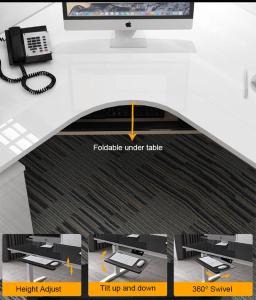 Suporte de teclado ergonômico deslizante e inclinado, tamanho xl, descanso de pulso, com dois mouse pads para mesa de computador, suporte de bandeja de teclado lk06ad - Image 4