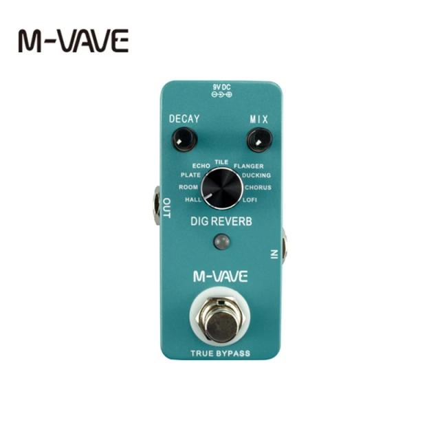 Pedal Efeito para Guitarra M-Vave-DIG REVERB: 9 Tipos de Reverb, True Bypass e Carcaça de Metal Resistente