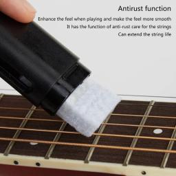 Limpador cordas guitarra cabeça dupla, removedor ferrugem com lubrificantes escova, cordas para limpeza baixo, - Image 4