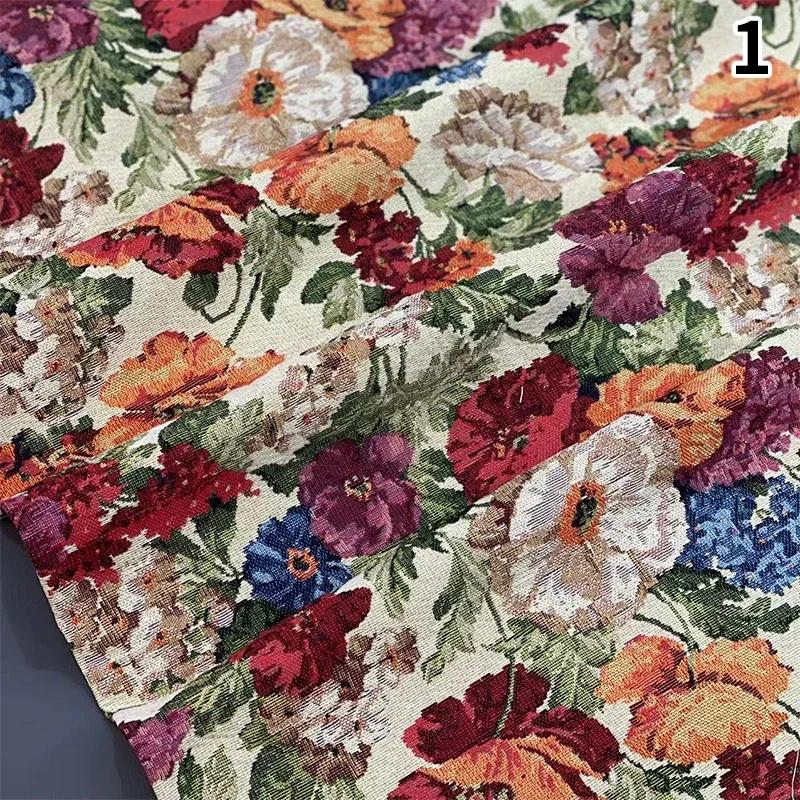 Pintura A Óleo Floral Jacquard Tecido, Fio Tingido Padrão, DIY Vestido Vestuário, Toalha de mesa, Sofá Almofada Material, Artesanato, 100x148cm - Image 1