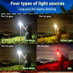 MOSLIGHTING Carregamento solar Camping Super Light with Magnet Emergency Portable Rechargeable Tent Light Work Maintenance Fishing Light Illumination 80W USB 4 Lighting Options Adjustable Light Brightness LED Lantern - Image 5