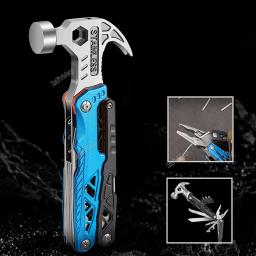 Multifuncional Garra Martelo para Camping ao ar livre, Multi Ferramentas, Faca dobrável, Alicate Multitool, Chave inglesa ajustável, Chave de fenda Bits - Image 1