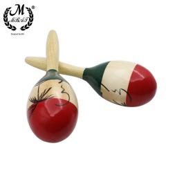 M MBAT-Maracas de percussão cor de madeira, martelo de areia de madeira, brinquedo musical para crianças, baby shaker, festa tropical, 1 par - Image 1