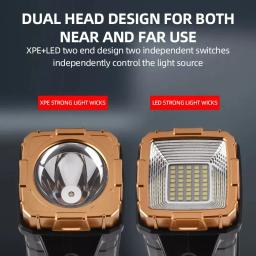 Lanterna LED solar poderosa portátil, Luzes de trabalho COB, USB recarregável, portátil, 4 modos de iluminação, Tocha solar ao ar livre - Image 2