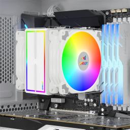 Resfriador de CPU branco GMRGB com 6 tubos de calor para suporte a 1700/1200/115x/AM4/2011/X79/X99 Eficiente ventilador PWM ARGB de 4 pinos com radiador ventilador - Image 4
