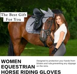 Luvas de equitação equestre mulheres malha respirável pacote de cores leves, aderência confortável para todos os climas - Image 6