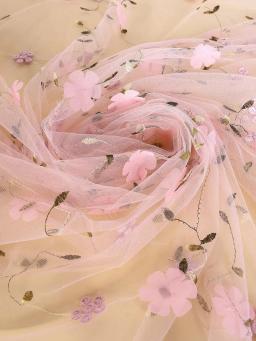 Tecido de tule de poliéster para roupas DIY, padrão floral, flor de lavanda, bordado malha renda, tule macio - Image 6