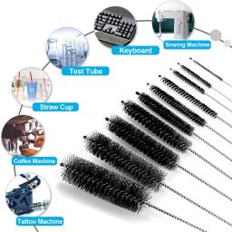 Escovas De Limpeza De Tubo De Vidro De Palha De Nylon Escova De Limpeza De Aço Inoxidável Escova De Garrafa De Tanque De Peixes Ferramentas De Limpeza Doméstica 10Pcs por Conjunto - Image 4