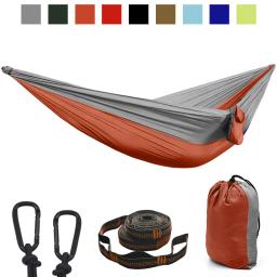 Sortidas cor parachute hammock com correias de rede e mosquetão preto acampamento sobrevivência viagem dupla pessoa mobília ao ar livre - Image 4