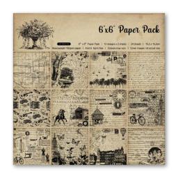 Bloco de papel para scrapbook 6x6, cartolina de decoupage com padrão sortido, scrapbooking vintage, faça você mesmo, suprimentos decorativos para fazer cartões, 12 peças - Image 5