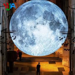 Grande bola inflável da lua com luzes led, PVC hermético planeta balão, adequado para evento festa show decoração do palco, publicidade pendurada - Image 2