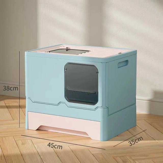 Caixa de Areia Auto-Limpante para Gatos com Coletor Ampliado e Design Totalmente Fechado