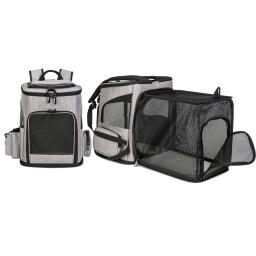 Expansível Pet Carrier Mochila para Cães e Gatos, Malha Respirável, Saco Dobrável, Sob 18 lb - Image 1
