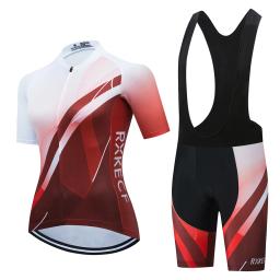 RXKECF-Conjunto de Jersey Ciclismo Manga Curta Feminina, Roupa Esportiva, Kit Vestuário Bicicleta, MTB Maillot, Roupa de Bicicleta Ciclista, 2023 - Image 4