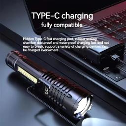 Lanterna LED Recarregável, Alta Potência, Zoom Telescópico, Bateria Embutida, Ao Ar Livre, Emergência, Acampamento, Pesca, Tocha - Image 5